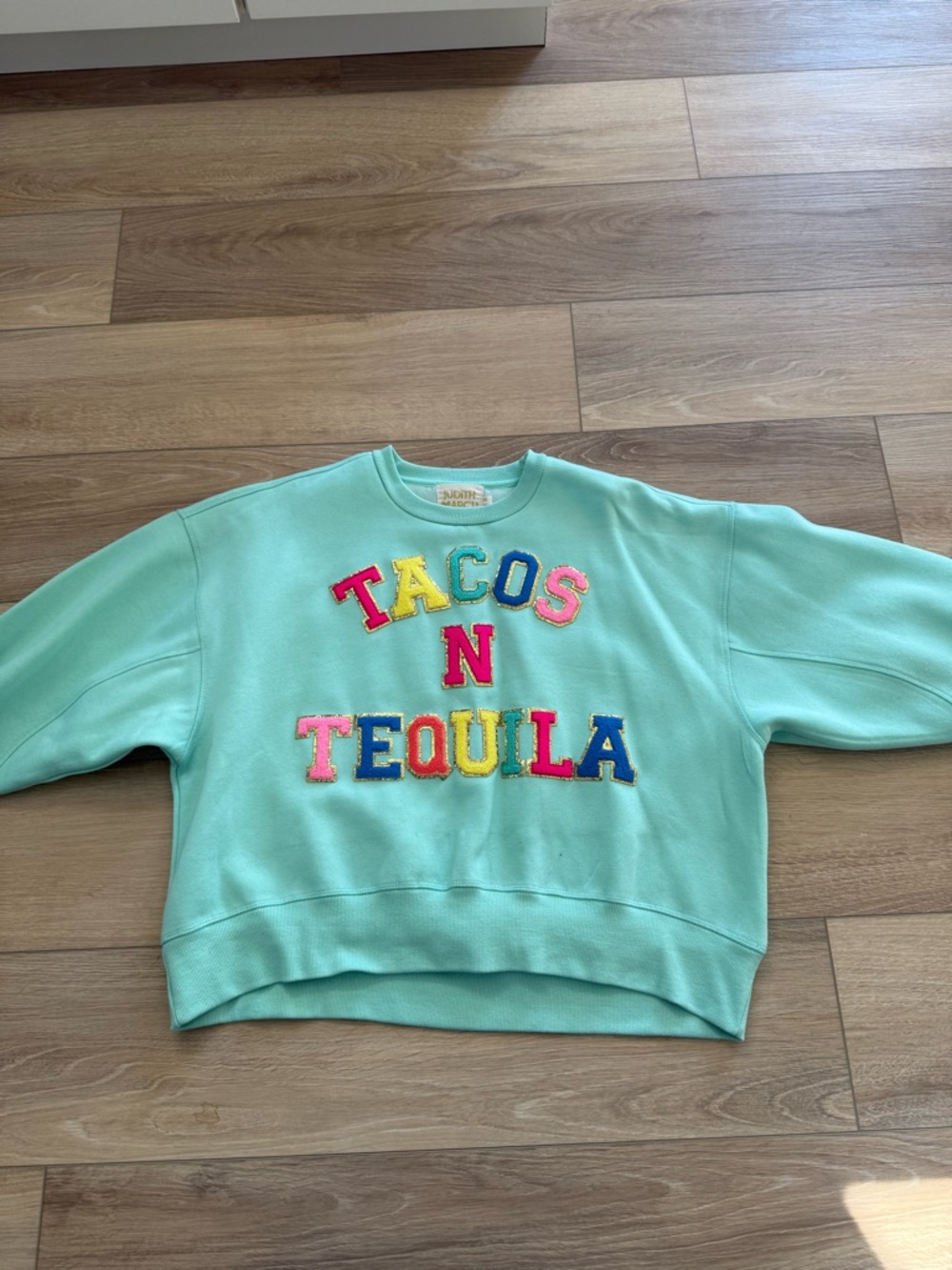 Judith March Tacos N Tequila Teal Sweatshirt Size Small